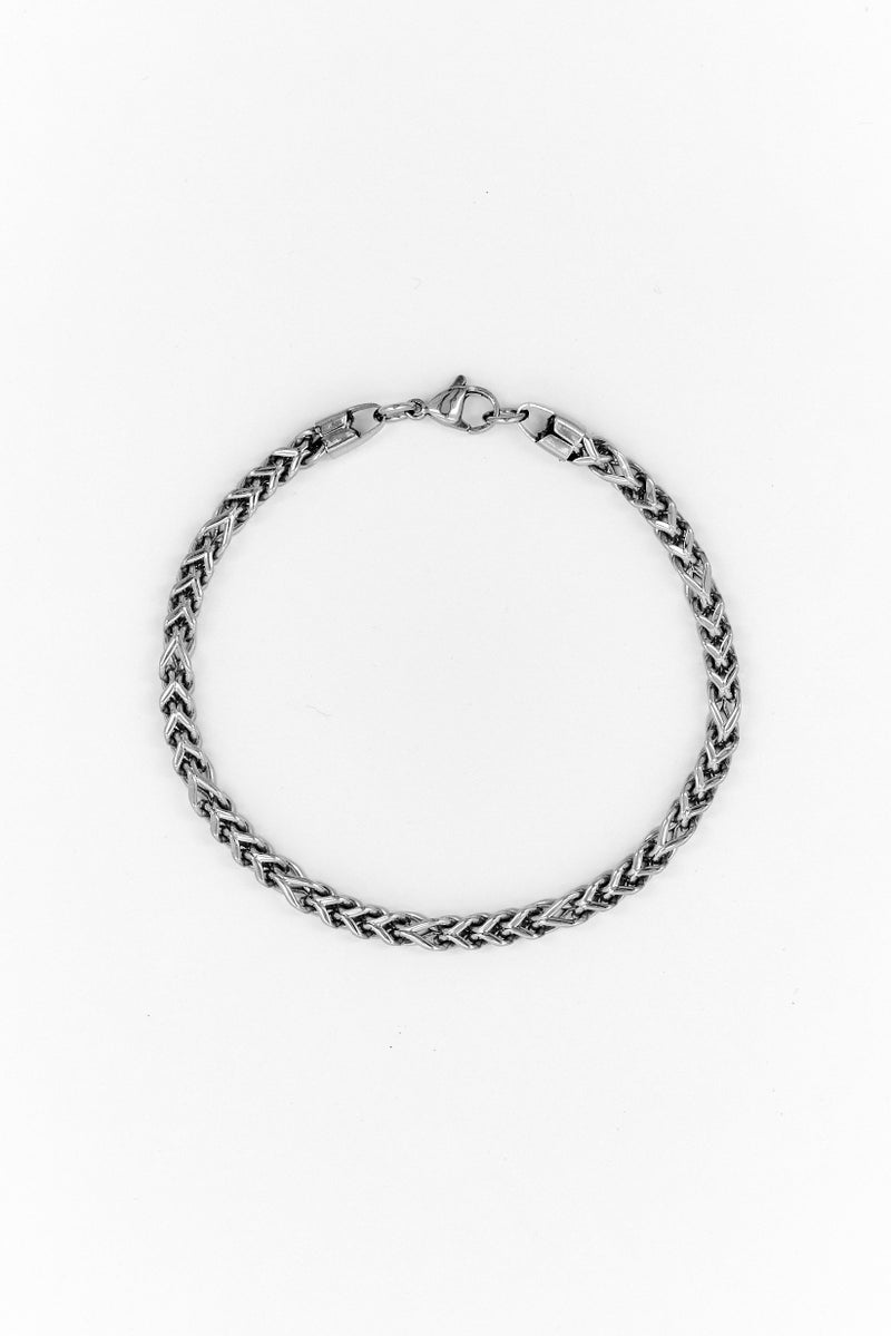 Steeltime Men Stainless Steel Figaro Link Chain Bracelet, Silver - Image 3